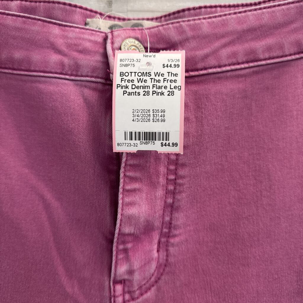 We The Free Pink Denim Flare Leg Pants 28