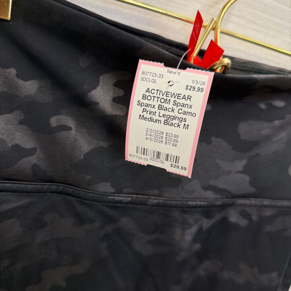 Spanx Black Camo Print Leggings Medium