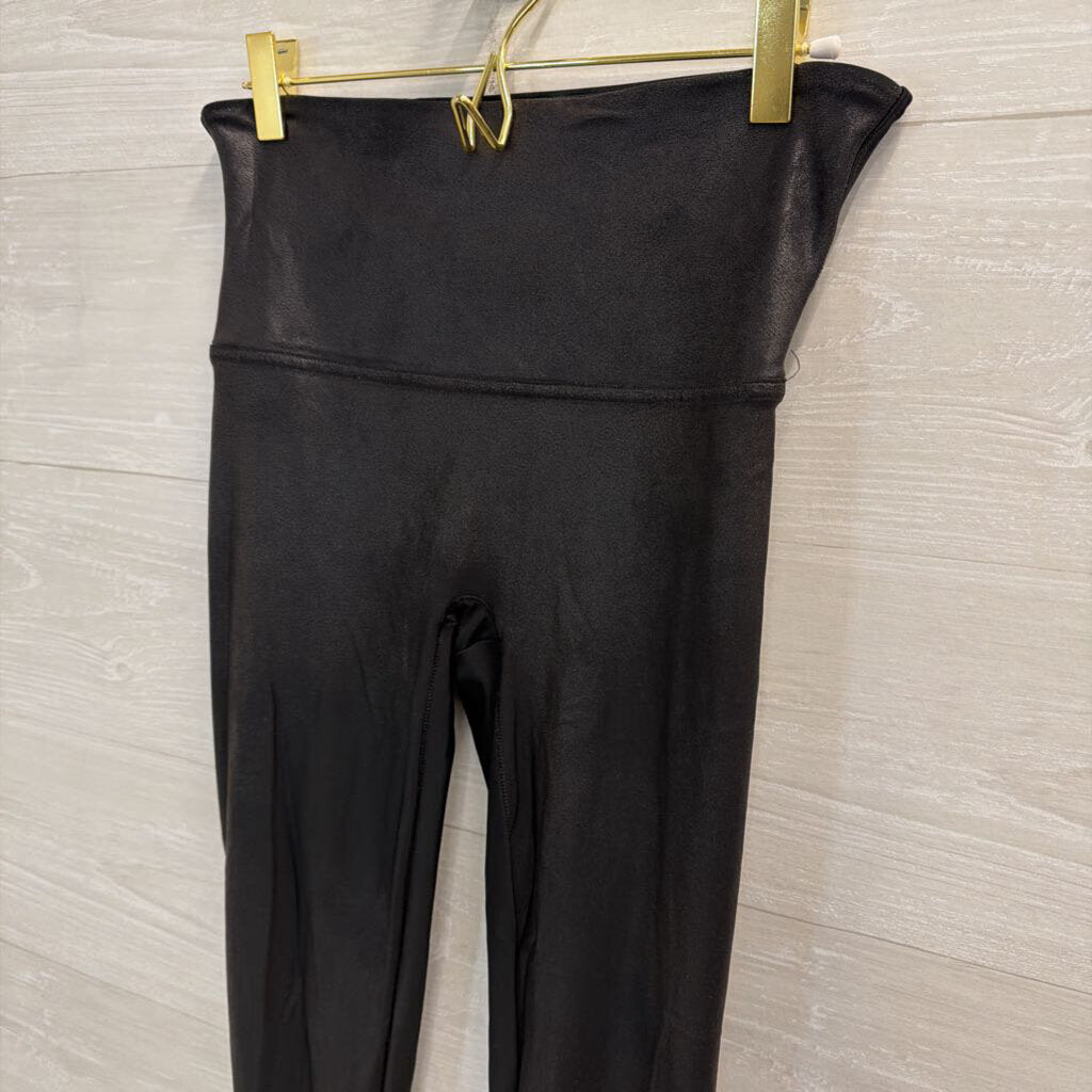 Spanx Black Faux Leather Leggings Large