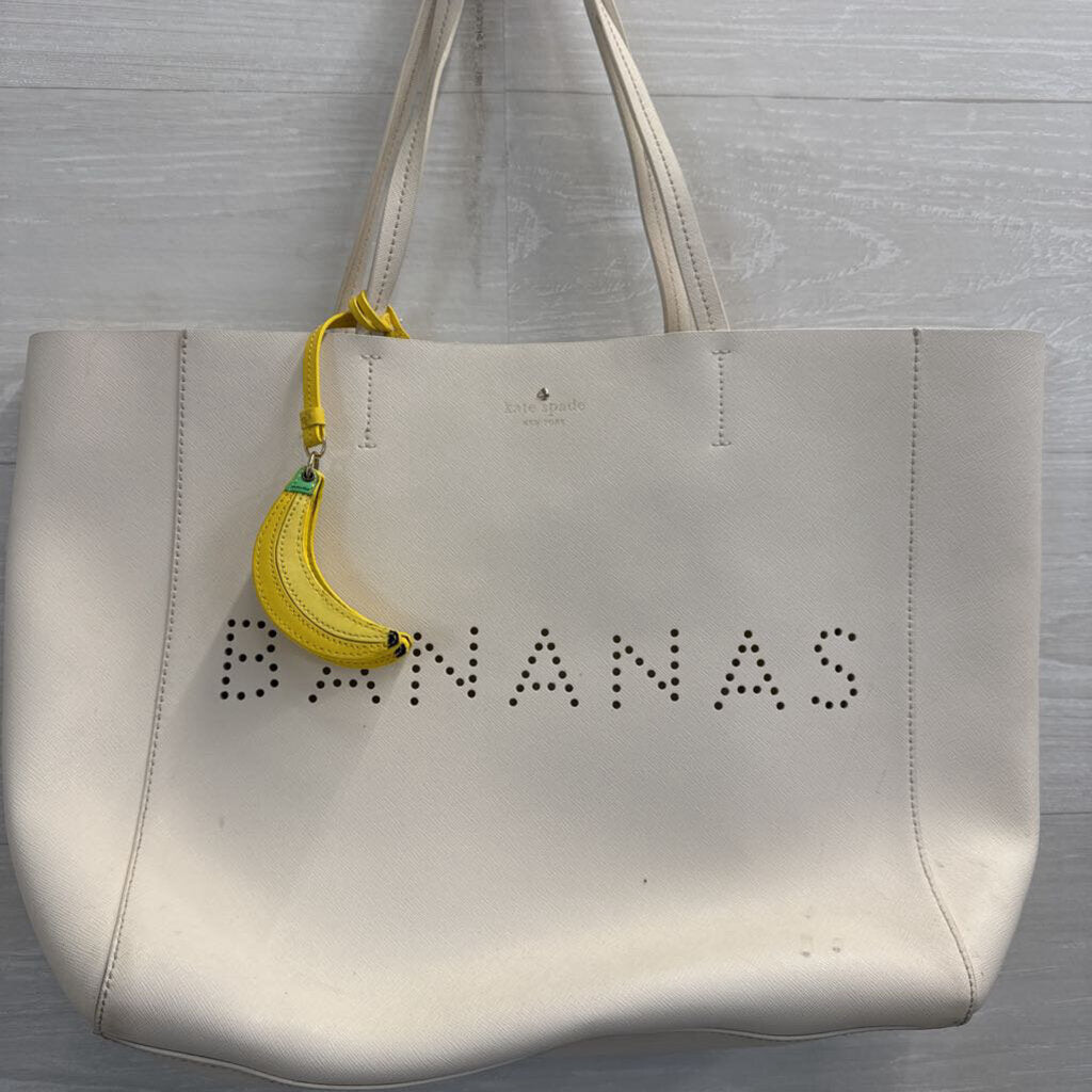 Kate Spade Cream Leather Flights of Fancy Hallie Bananas Purse