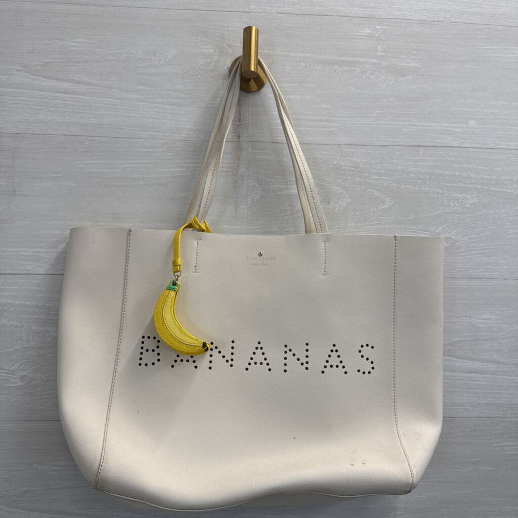 Kate Spade Cream Leather Flights of Fancy Hallie Bananas Purse