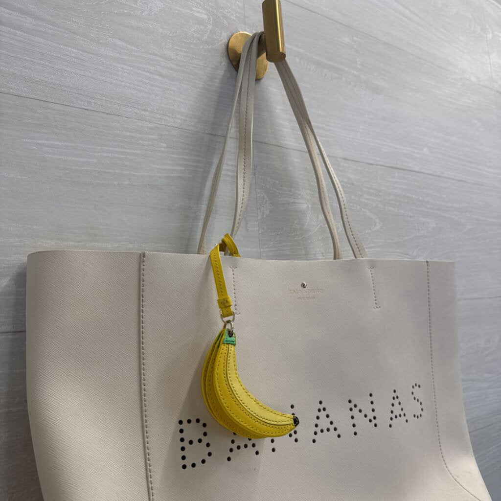 Kate Spade Cream Leather Flights of Fancy Hallie Bananas Purse