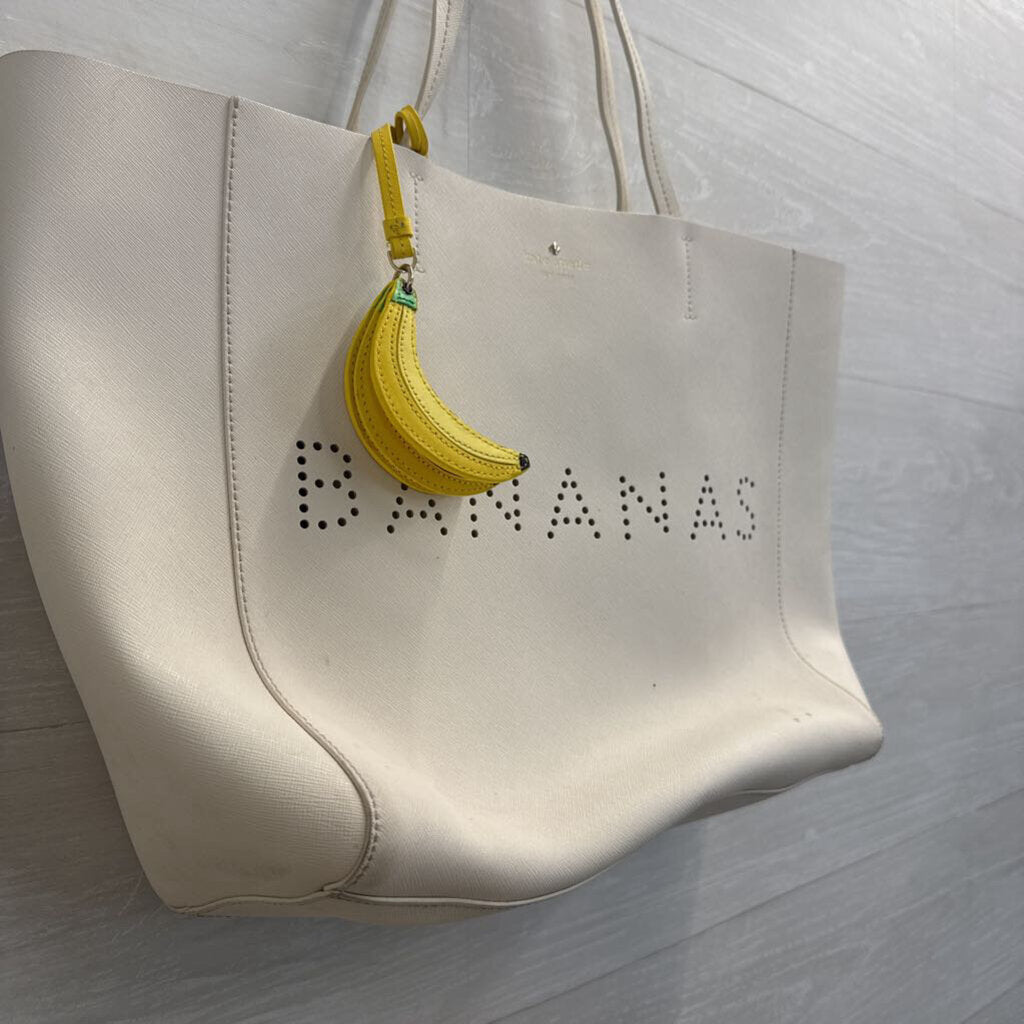 Kate Spade Cream Leather Flights of Fancy Hallie Bananas Purse