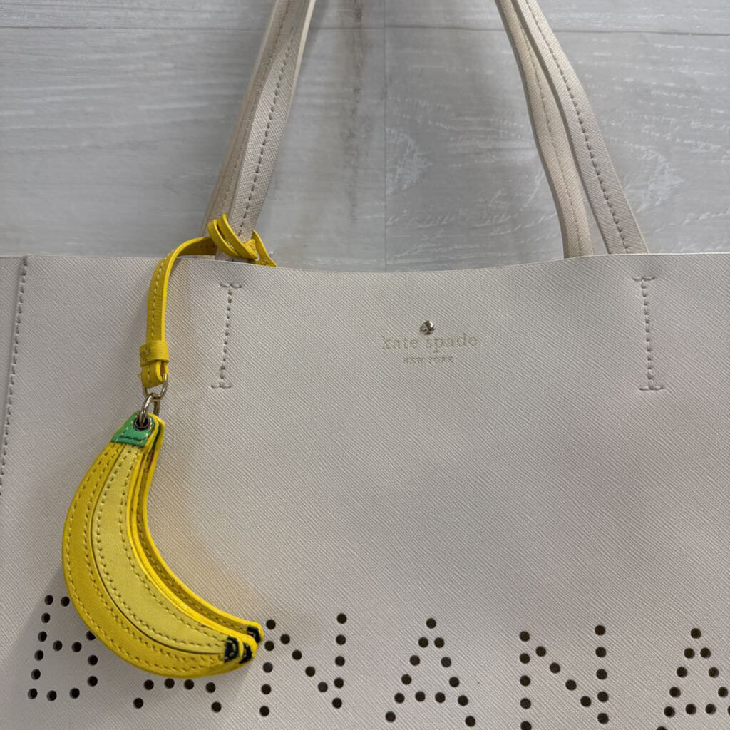 Kate Spade Cream Leather Flights of Fancy Hallie Bananas Purse