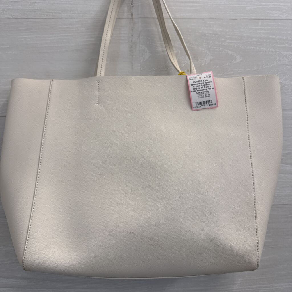 Kate Spade Cream Leather Flights of Fancy Hallie Bananas Purse