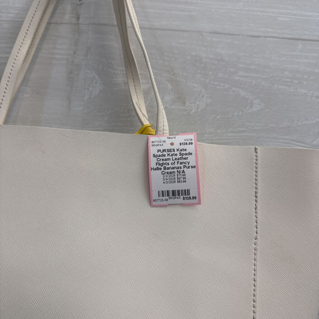 Kate Spade Cream Leather Flights of Fancy Hallie Bananas Purse