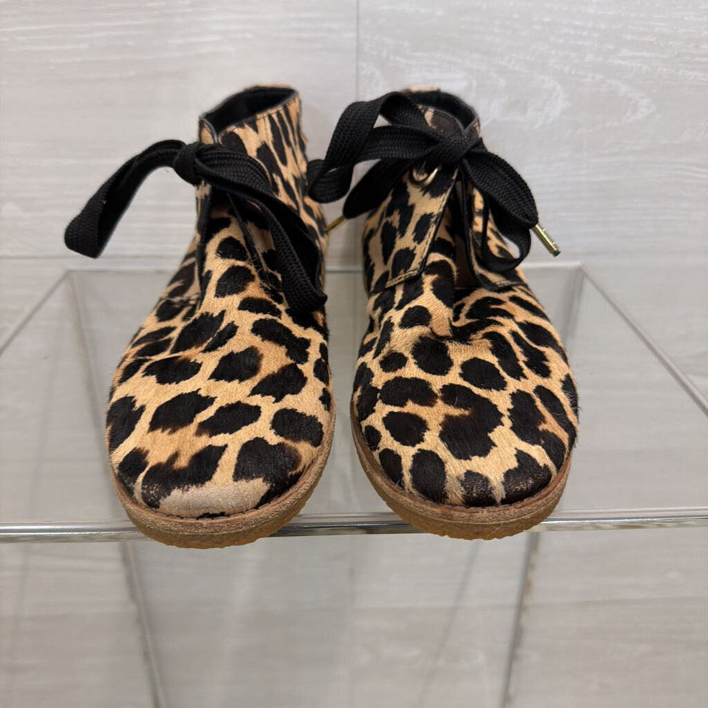 Kate Spade Brown/ Black Barrow Leopard Print Calf Hair Chukka Ankle Boots 9