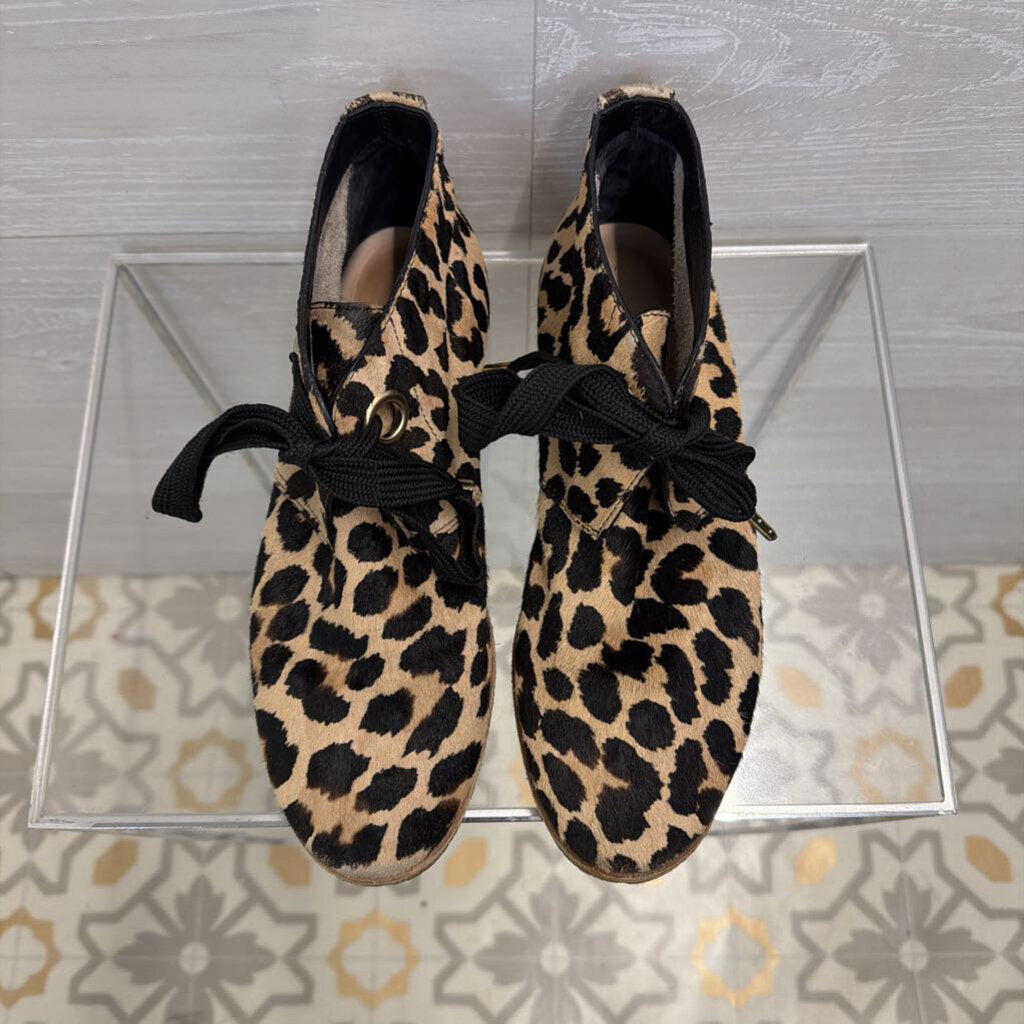 Kate Spade Brown/ Black Barrow Leopard Print Calf Hair Chukka Ankle Boots 9