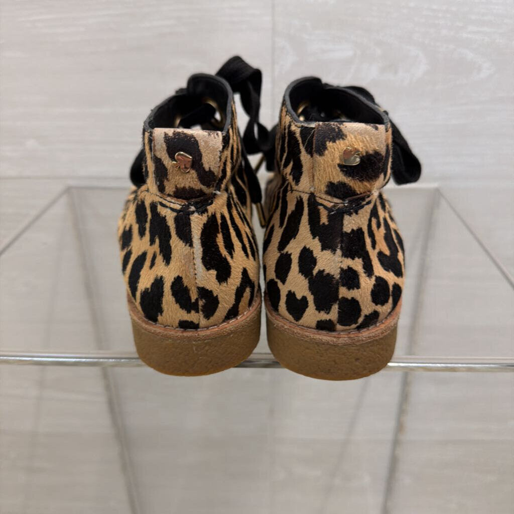 Kate Spade Brown/ Black Barrow Leopard Print Calf Hair Chukka Ankle Boots 9