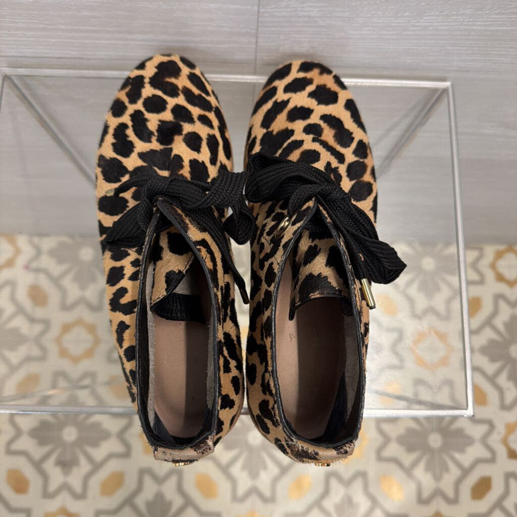 Kate Spade Brown/ Black Barrow Leopard Print Calf Hair Chukka Ankle Boots 9