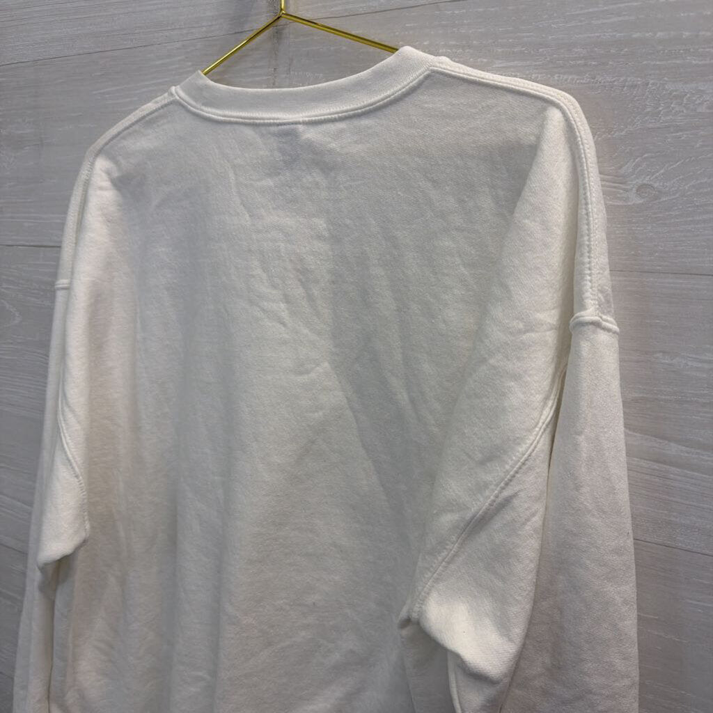 Gildan White/ Multi Flower Graphic Pullover Extra Large