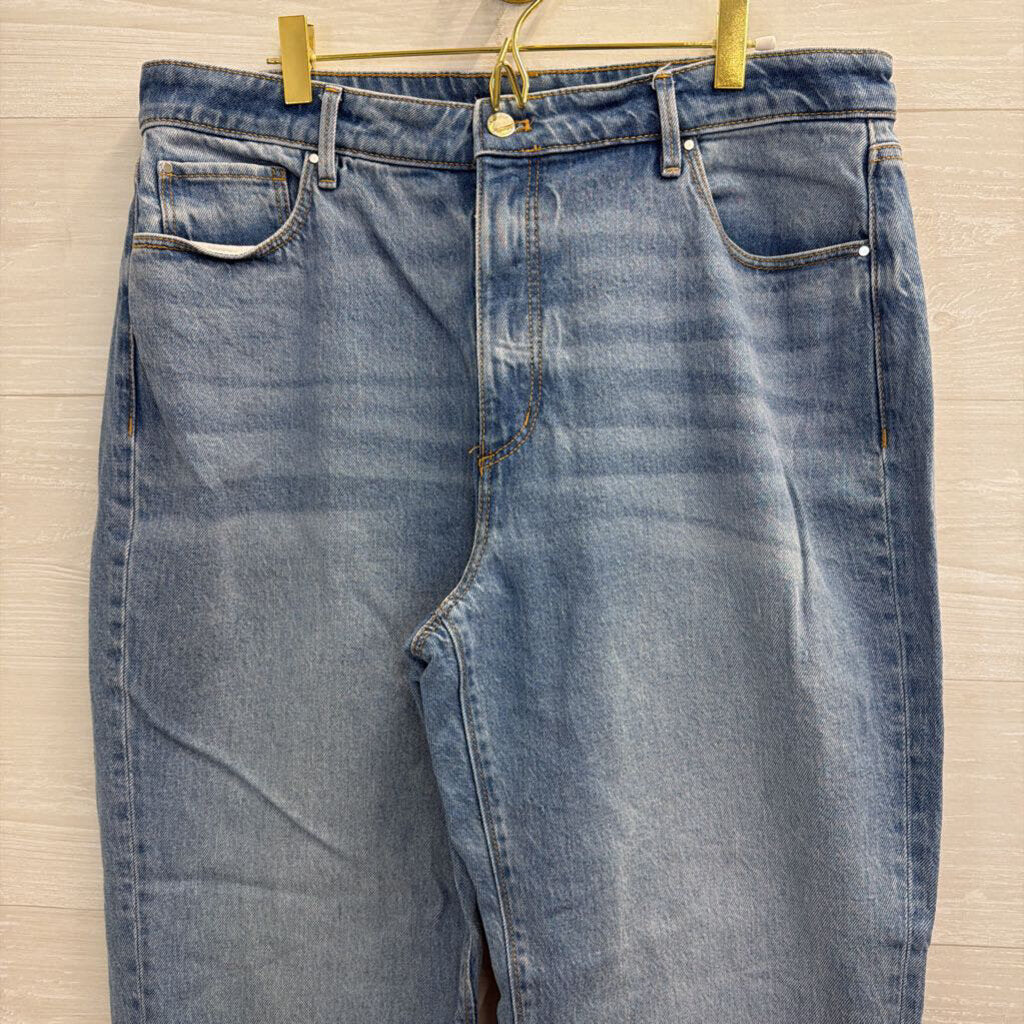 Ann Taylor Light Wash Frayed Hem Wide Leg Jeans 12