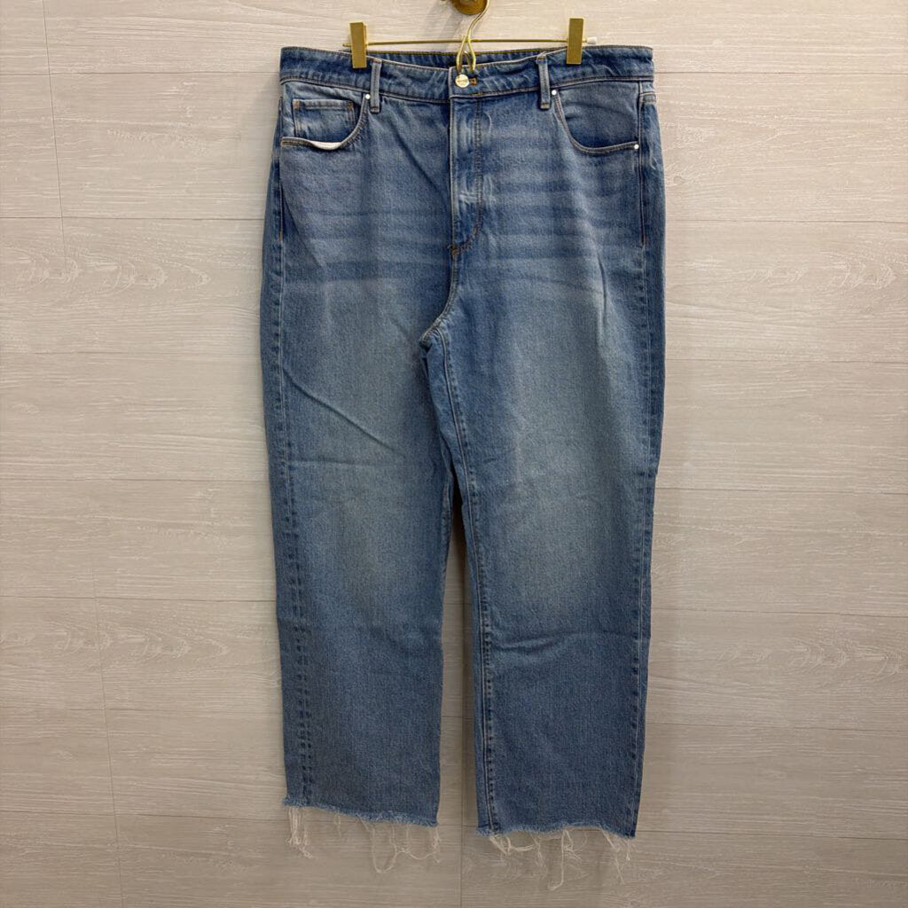 Ann Taylor Light Wash Frayed Hem Wide Leg Jeans 12