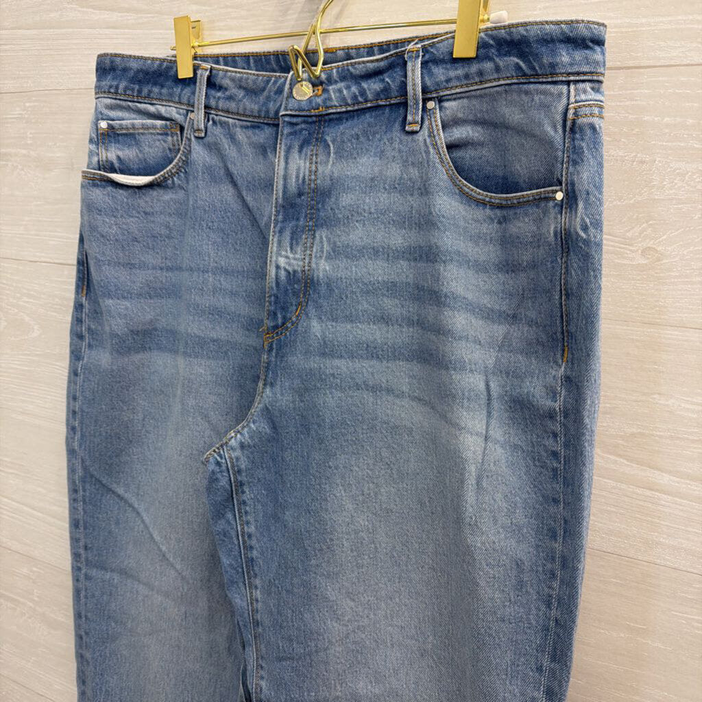 Ann Taylor Light Wash Frayed Hem Wide Leg Jeans 12