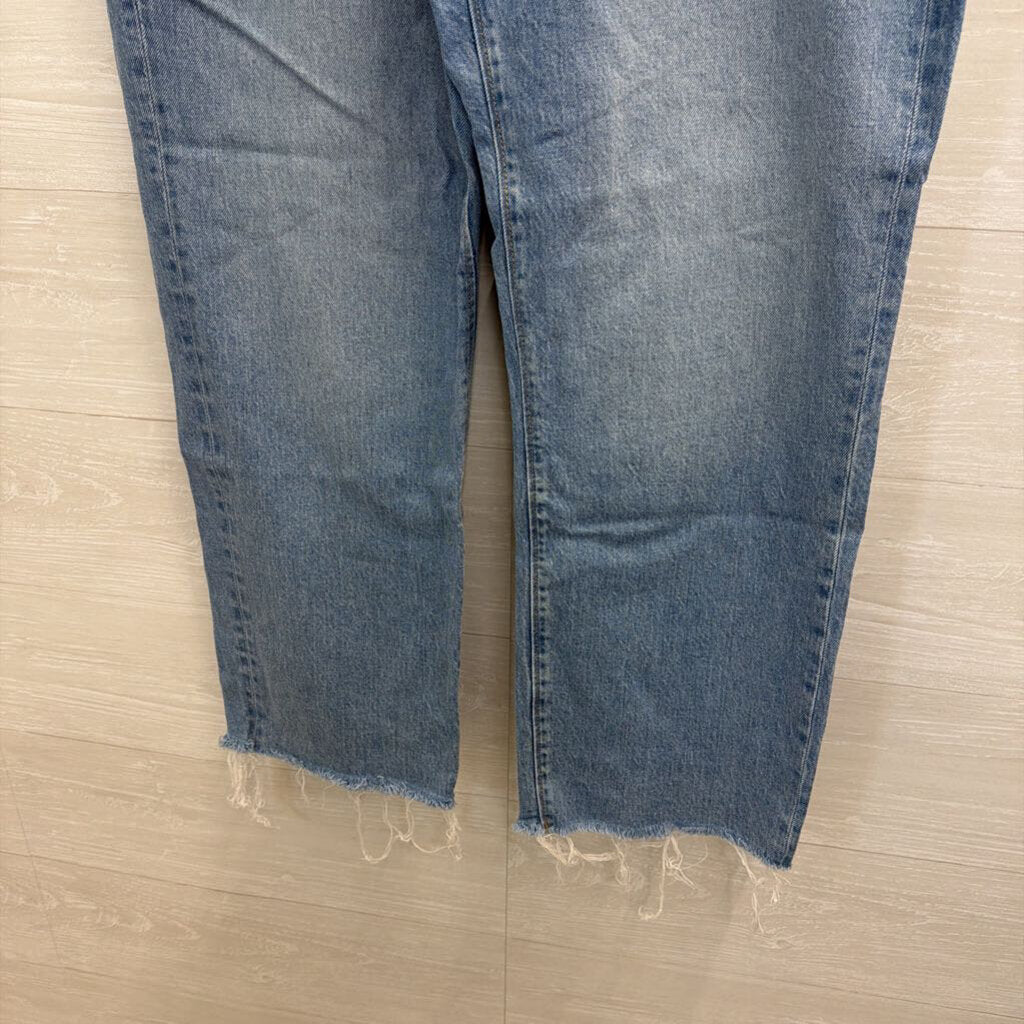 Ann Taylor Light Wash Frayed Hem Wide Leg Jeans 12