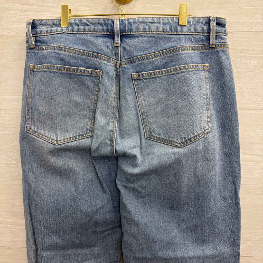 Ann Taylor Light Wash Frayed Hem Wide Leg Jeans 12