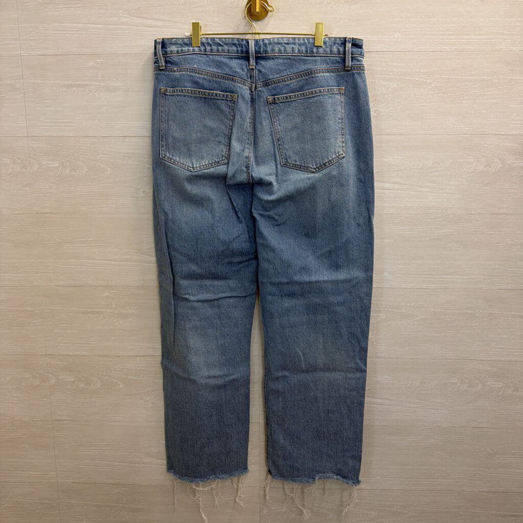 Ann Taylor Light Wash Frayed Hem Wide Leg Jeans 12