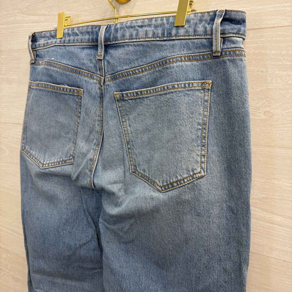 Ann Taylor Light Wash Frayed Hem Wide Leg Jeans 12