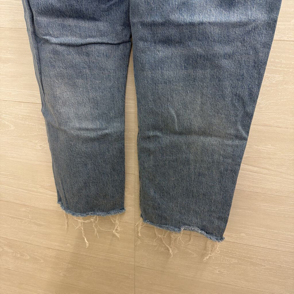 Ann Taylor Light Wash Frayed Hem Wide Leg Jeans 12