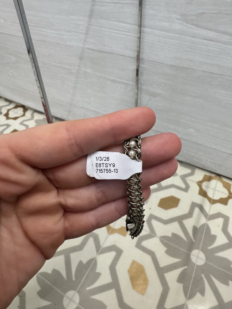 Silver and Pearl Clasp Bracelet