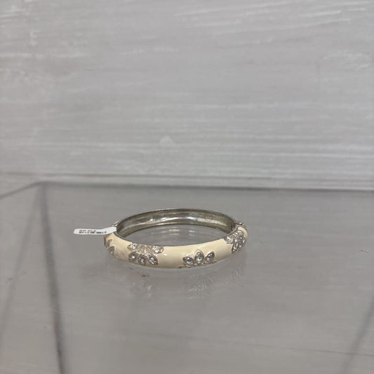 Vintage Silver Tone Floral Rhinestone Bangle