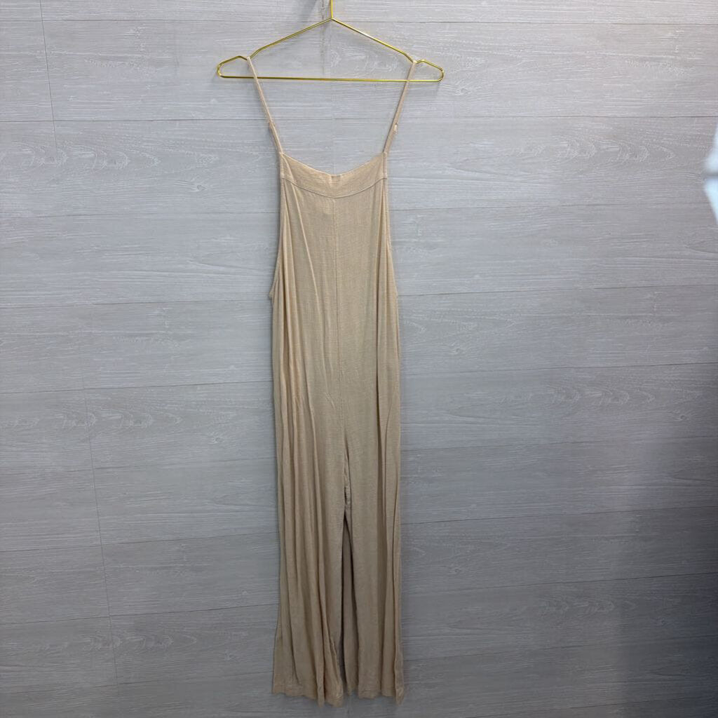 Carly Jean Cream Wide Leg Jumpsuit Medium