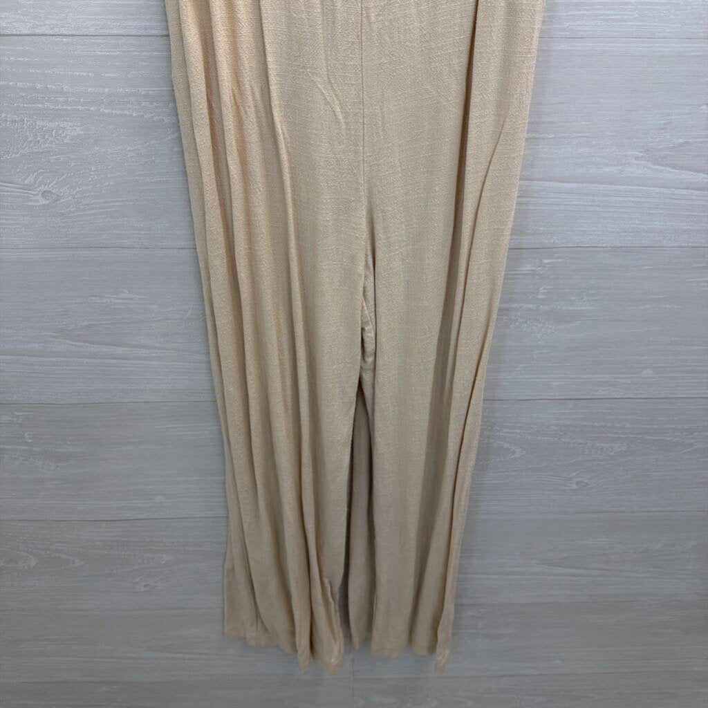 Carly Jean Cream Wide Leg Jumpsuit Medium