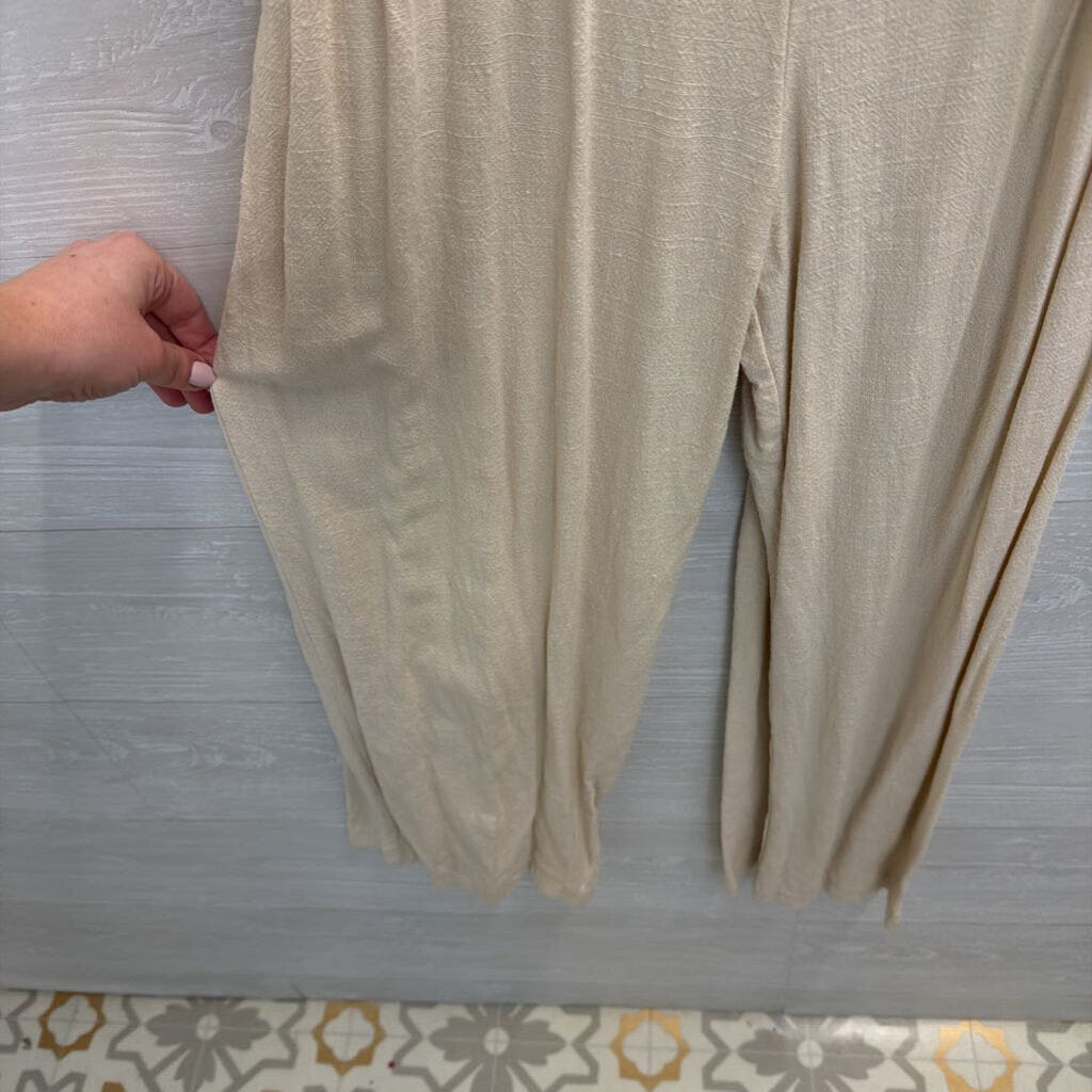 Carly Jean Cream Wide Leg Jumpsuit Medium