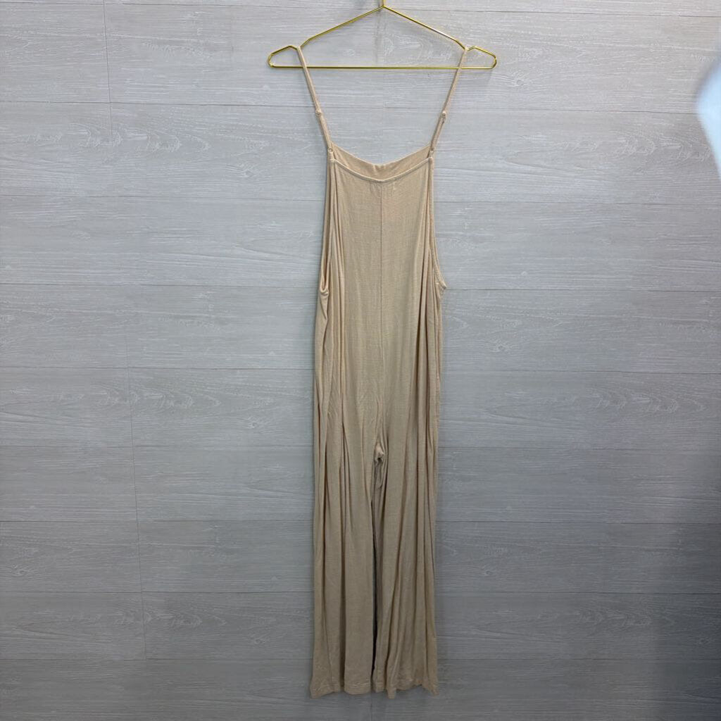 Carly Jean Cream Wide Leg Jumpsuit Medium