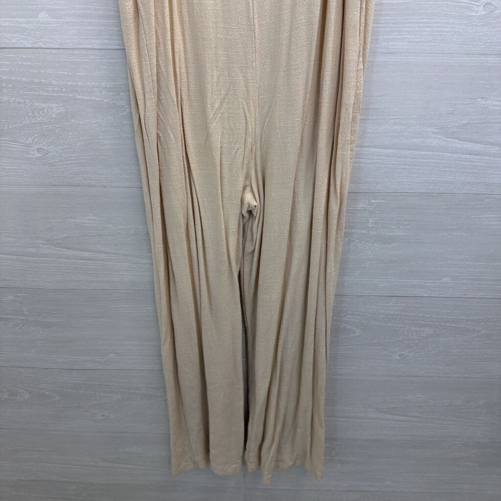 Carly Jean Cream Wide Leg Jumpsuit Medium