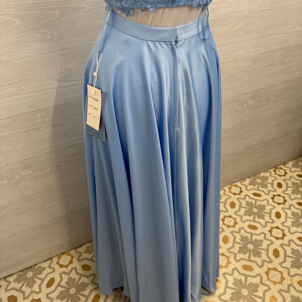 Rated PG by Prom Girl Blue Lace Top/ Silky Skirt 2 Piece Long Formal Dress 2
