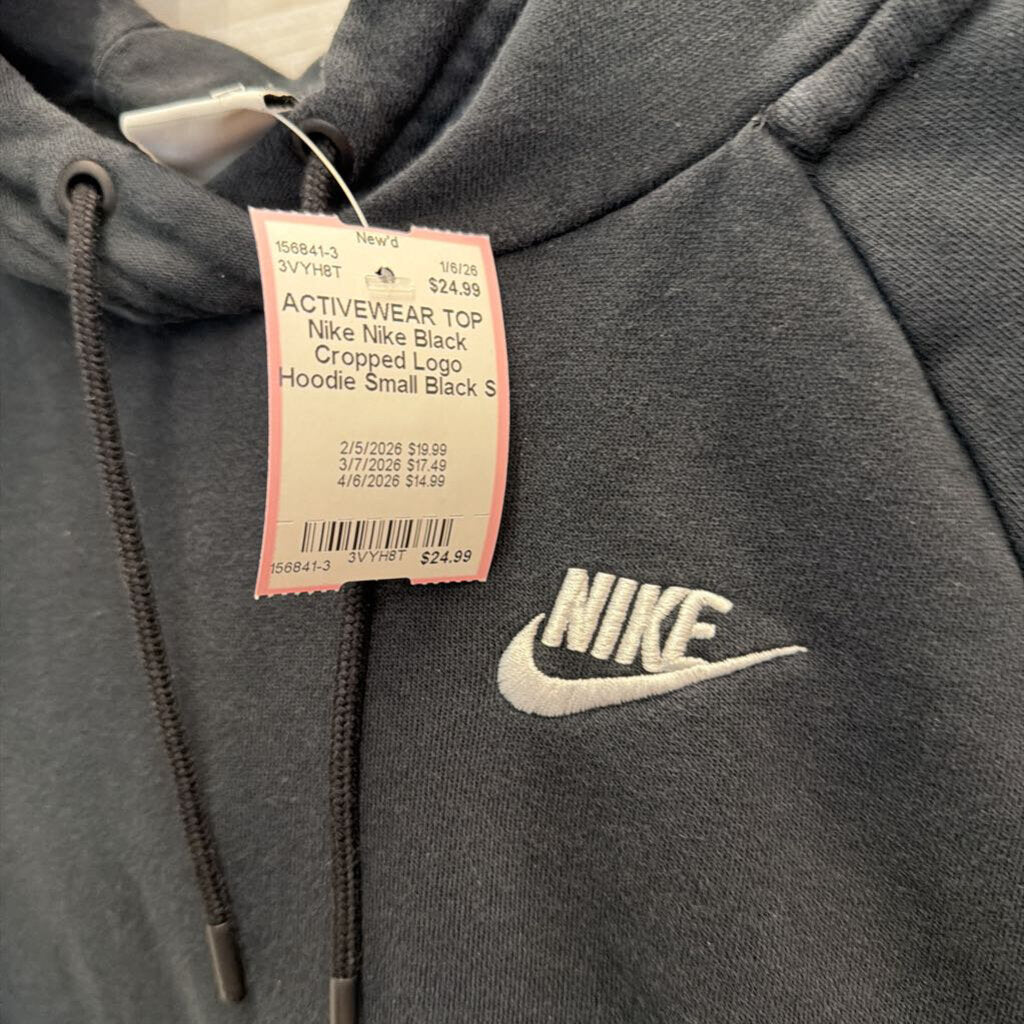 Nike Black Cropped Logo Hoodie Small