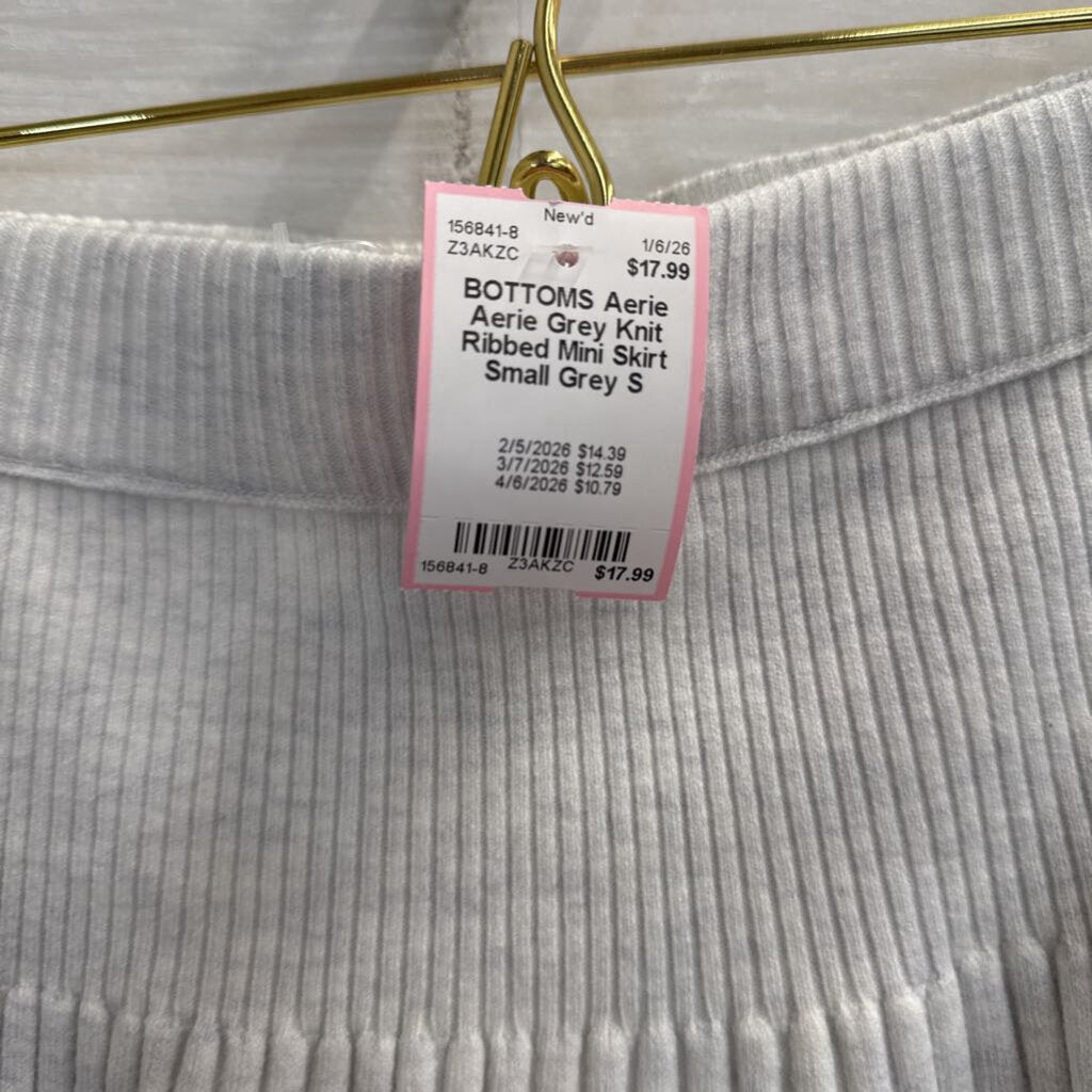 Aerie Grey Knit Ribbed Mini Skirt Small