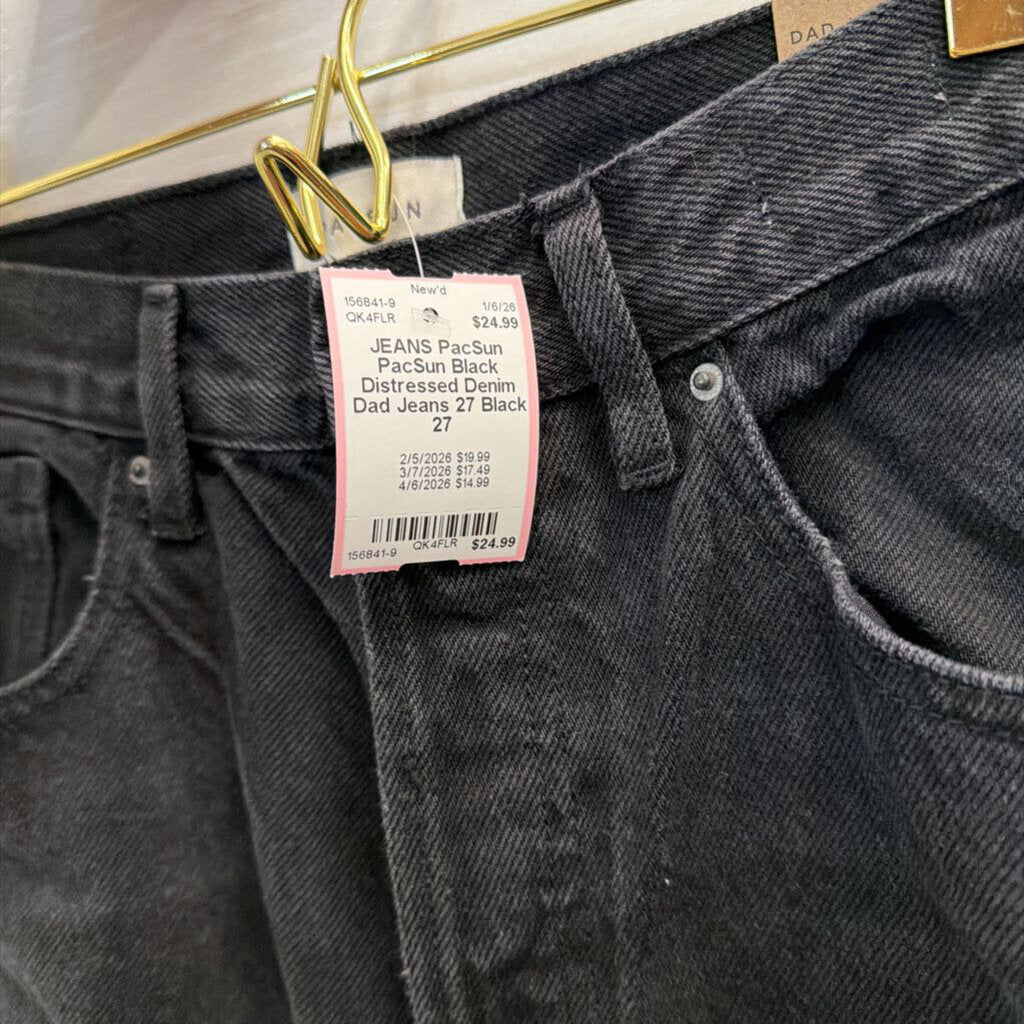 PacSun Black Distressed Denim Dad Jeans 27