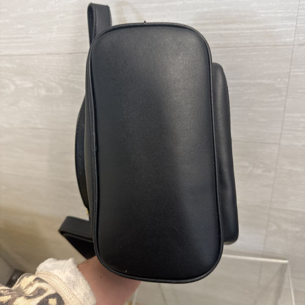 Loungefly Black/ Gold Quilted Leather Disney Logo Backpack