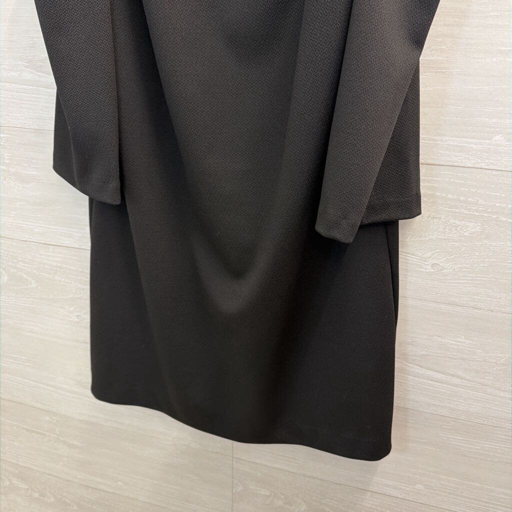 Trina Turk Black Textured Cold Shoulder Bow Detail Dress Large