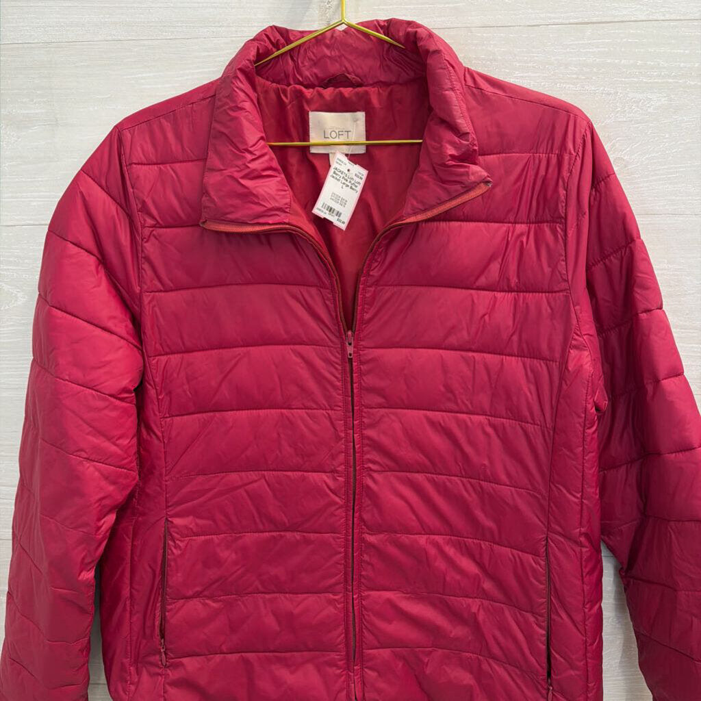 Loft Berry Pink Puffer Jacket Large