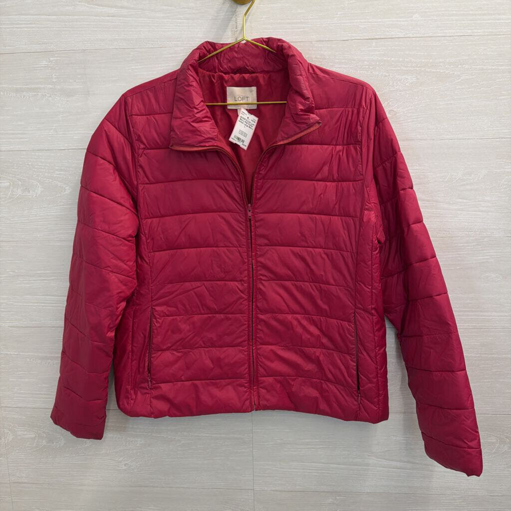 Loft Berry Pink Puffer Jacket Large