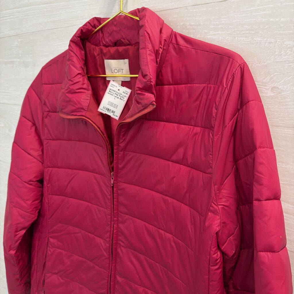 Loft Berry Pink Puffer Jacket Large
