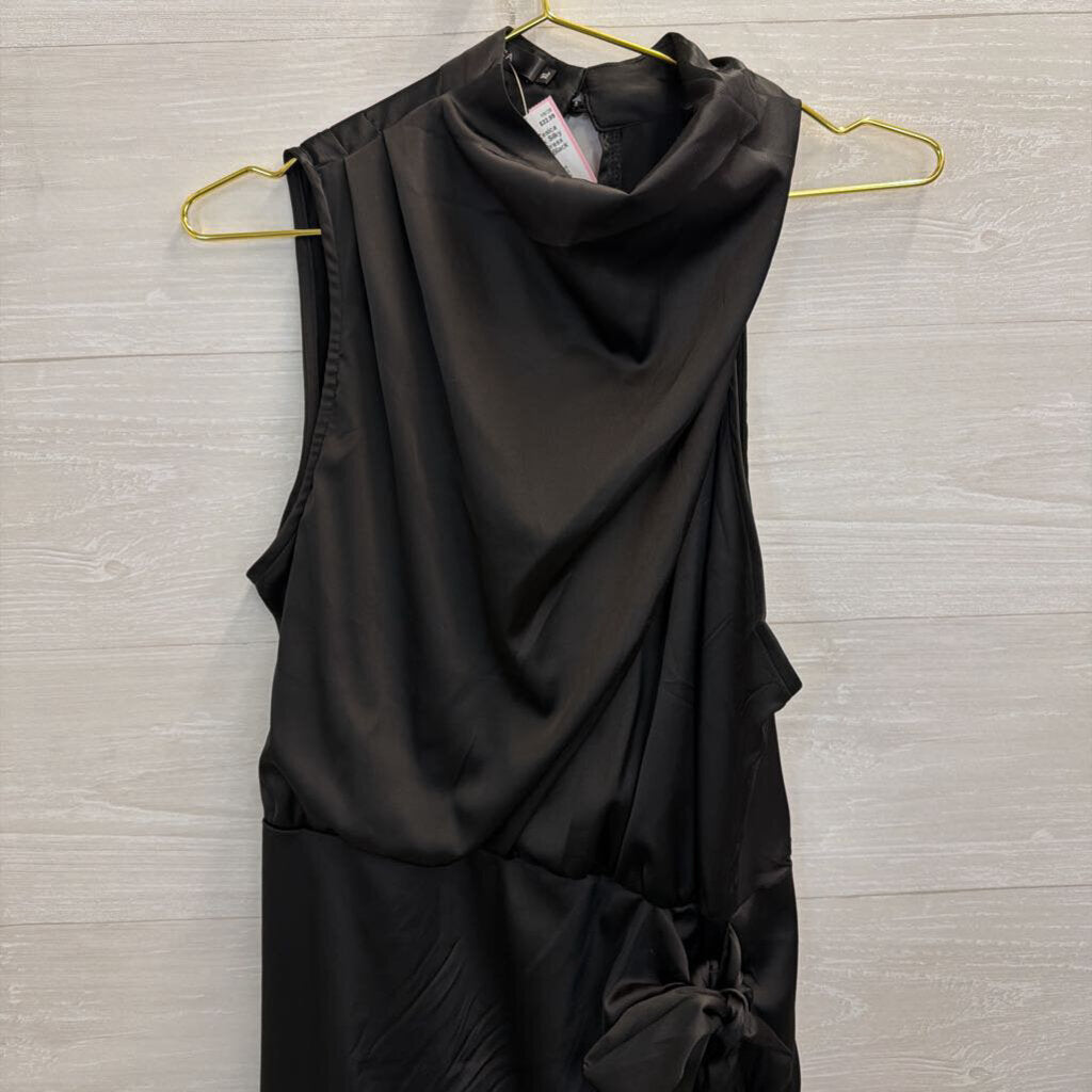 Zesica Black Silky High Neck Dress Extra Large