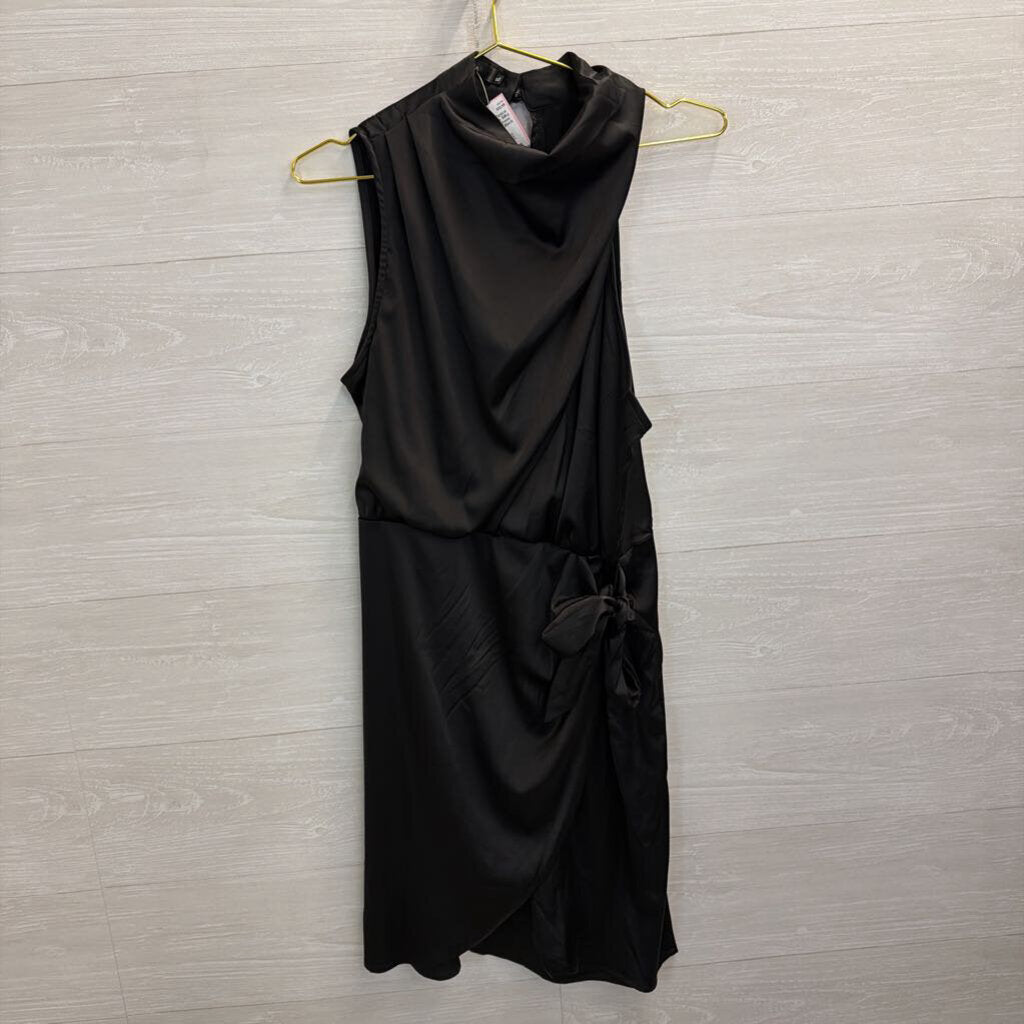 Zesica Black Silky High Neck Dress Extra Large