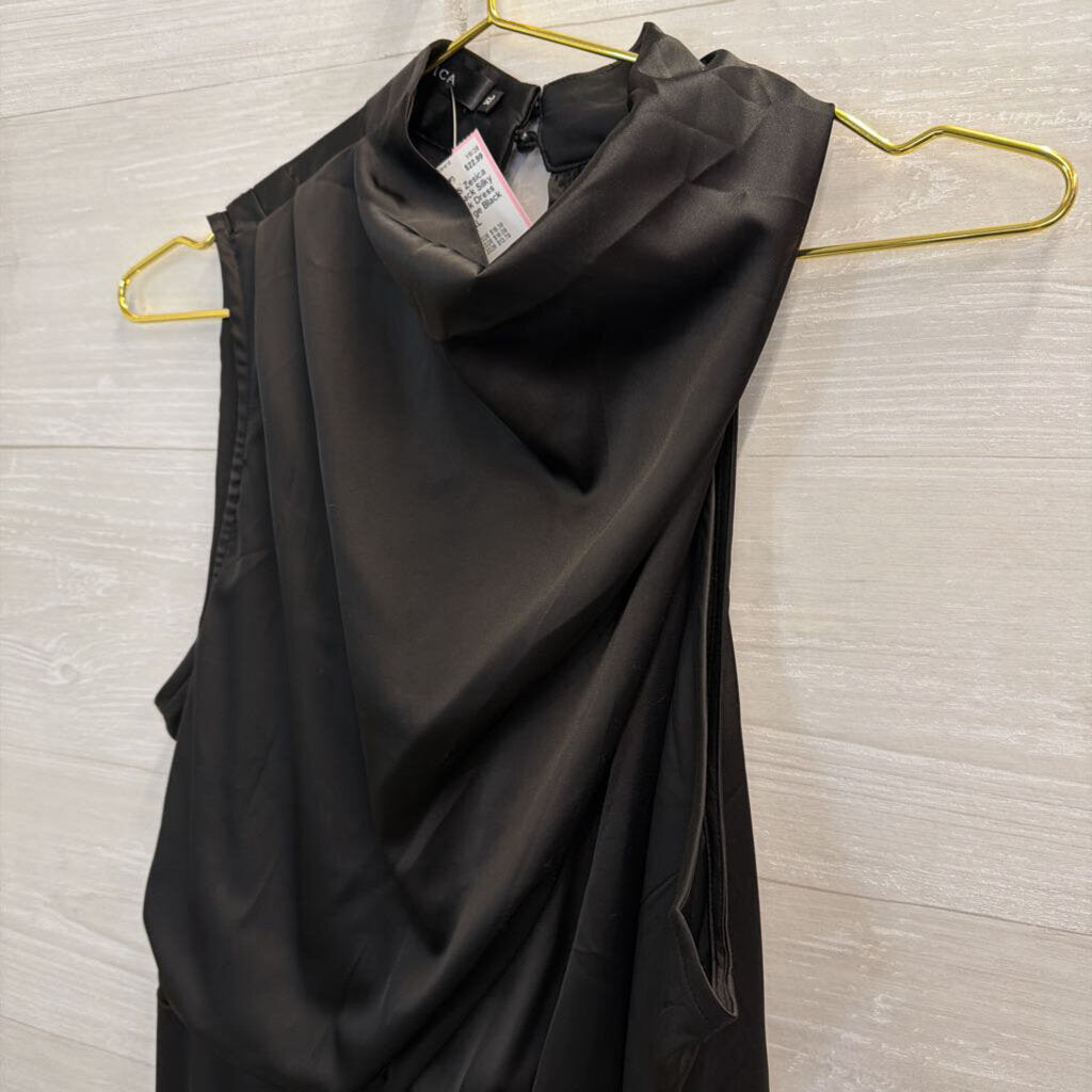 Zesica Black Silky High Neck Dress Extra Large