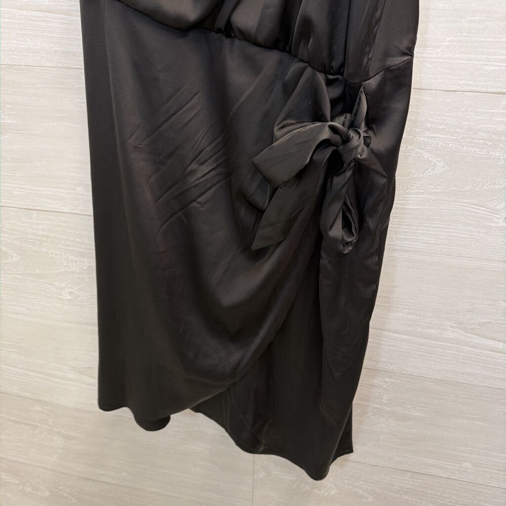 Zesica Black Silky High Neck Dress Extra Large