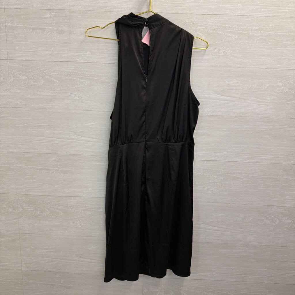 Zesica Black Silky High Neck Dress Extra Large