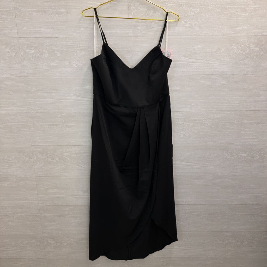 Lulus Black V Neck Ruched Side Dress Extra Large