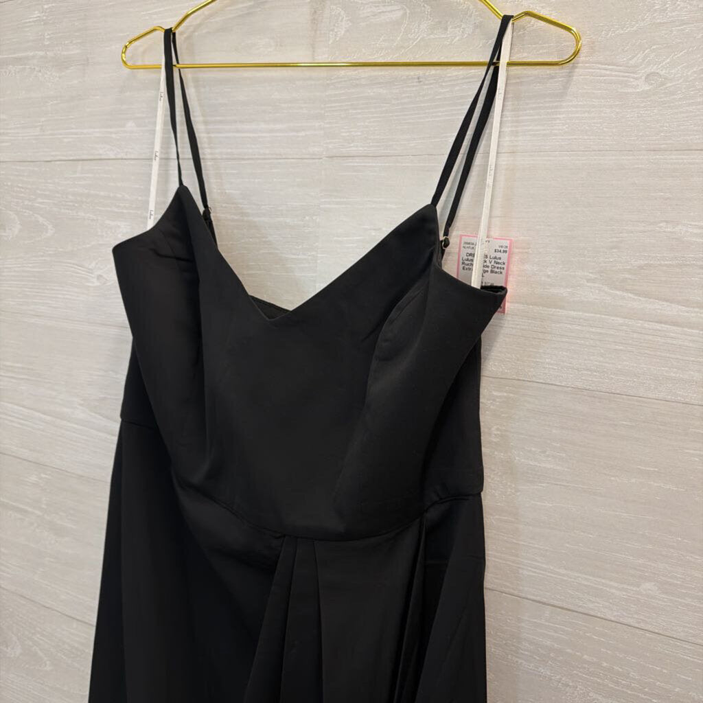 Lulus Black V Neck Ruched Side Dress Extra Large