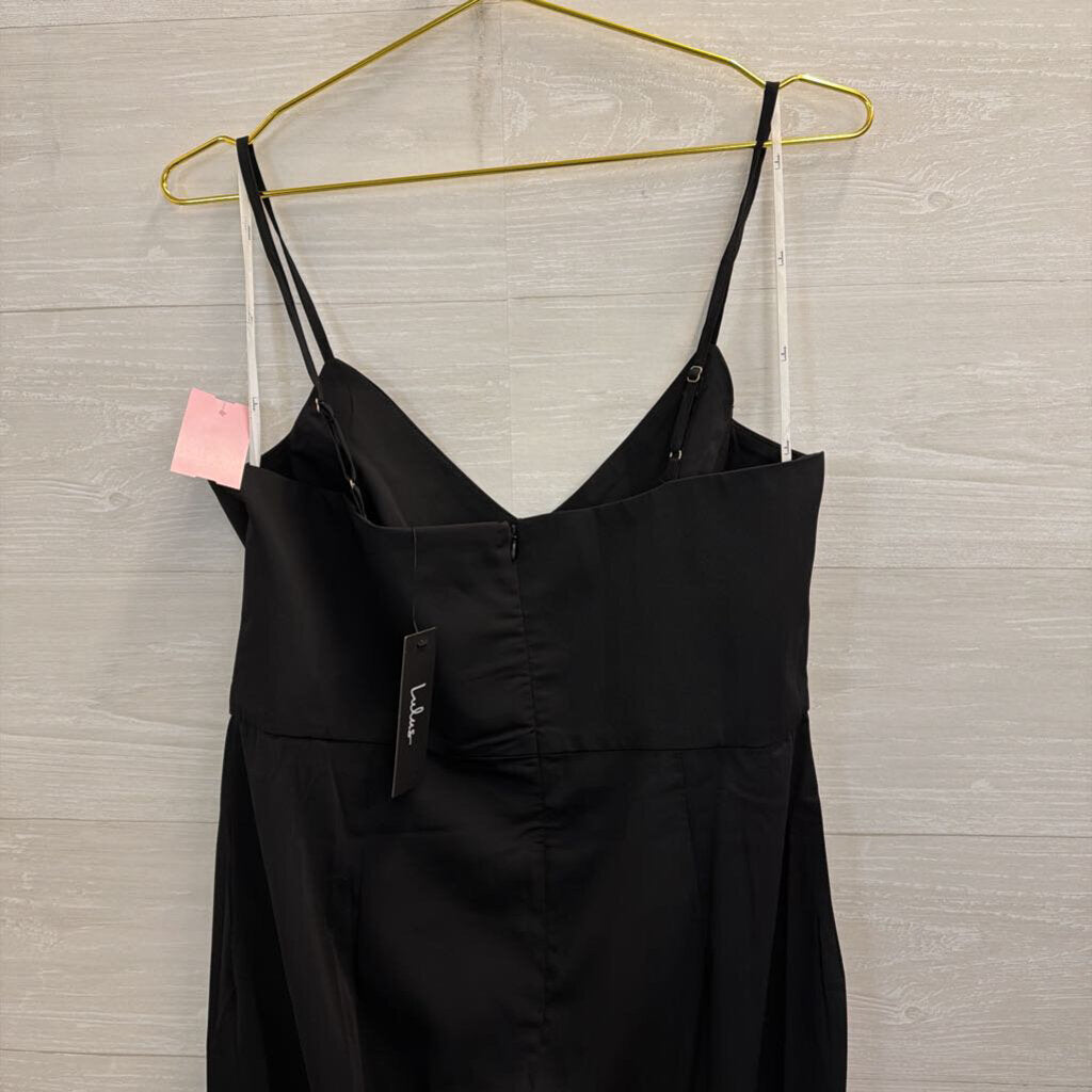 Lulus Black V Neck Ruched Side Dress Extra Large