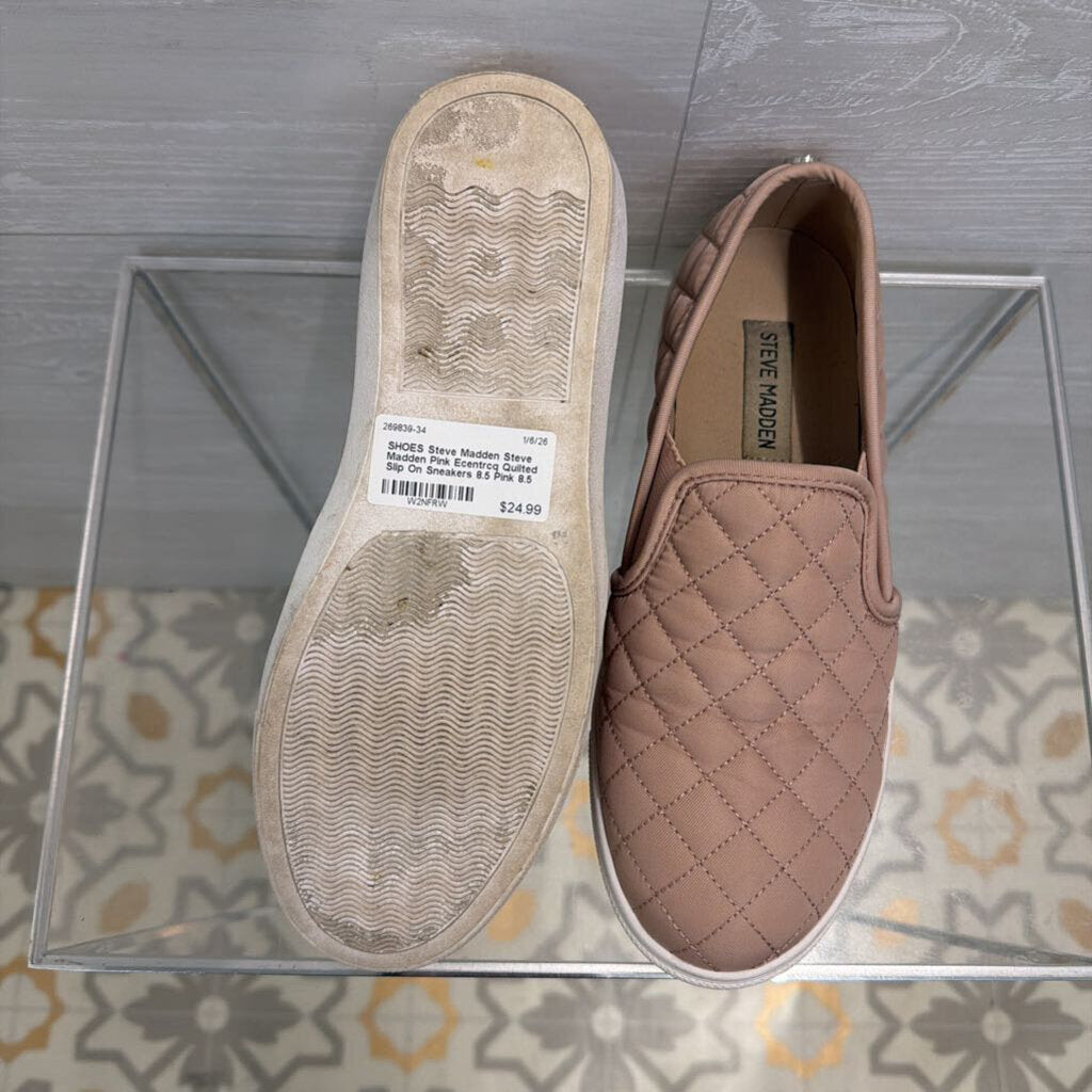 Steve Madden Pink Ecentrcq Quilted Slip On Sneakers 8.5