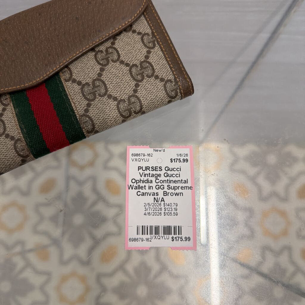 Vintage Gucci Ophidia Continental Wallet in GG Supreme Canvas