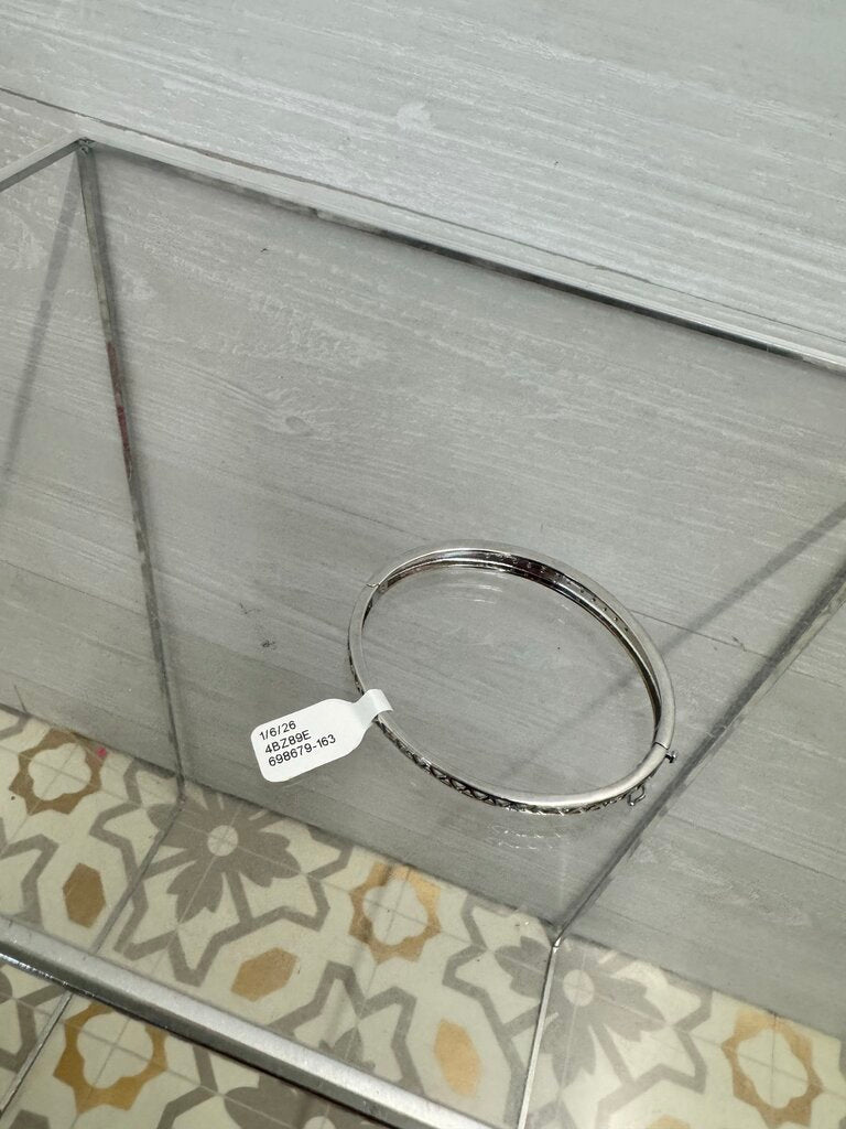 Silver Diamond Chip Bangle Bracelet
